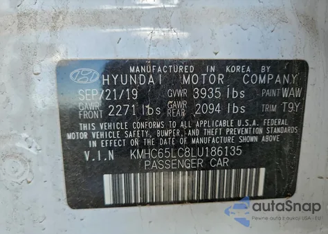 2020 Hyundai Ioniq Blue z USA, uszkodzony, nr VIN KMHC65LC8LU186135